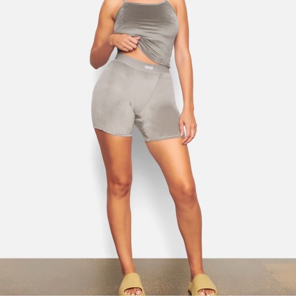 SKIMS Gray Velour Shorts